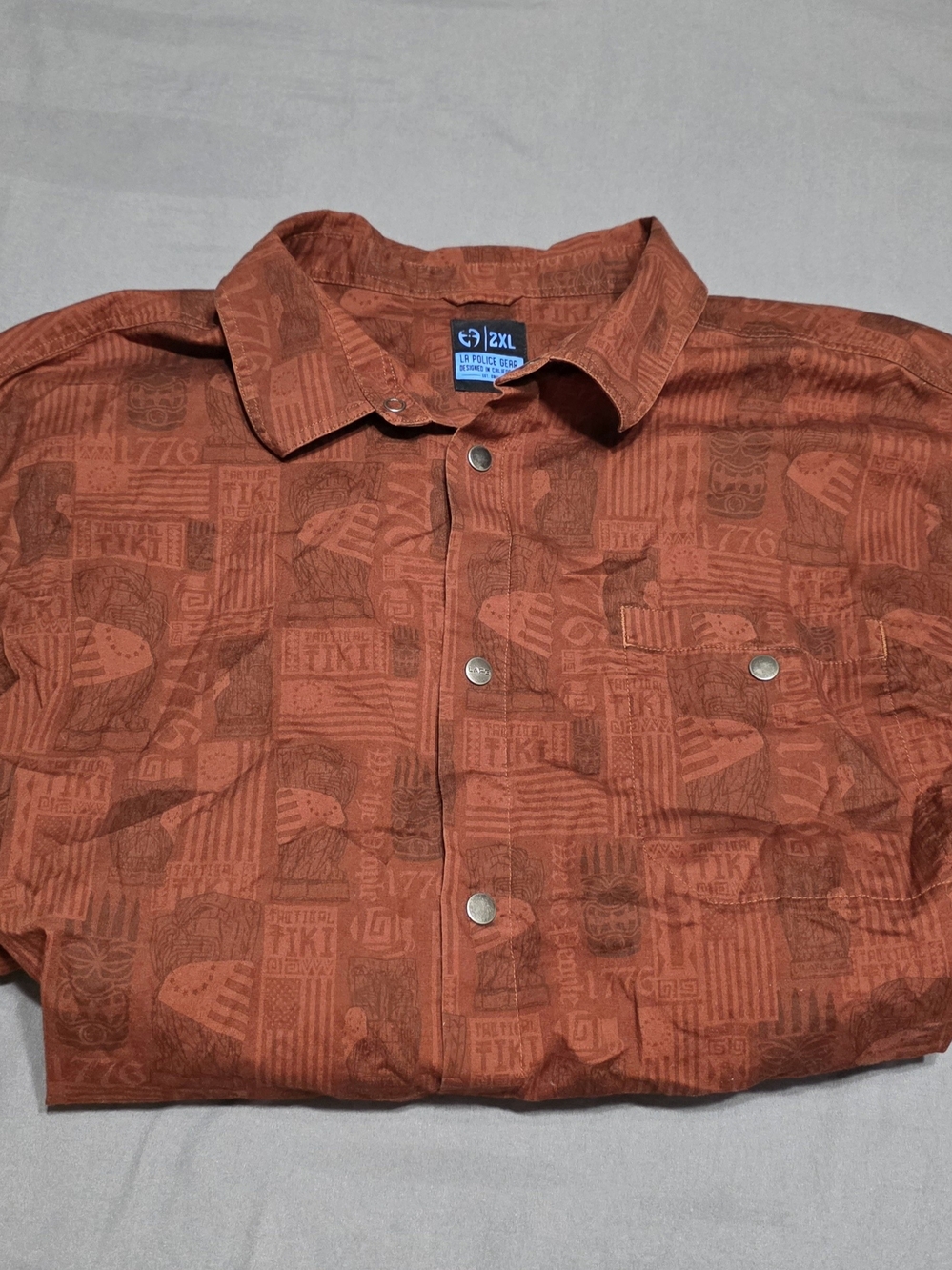 Men's Lightweight Red-Orange Snap-Front Shirt Jacket